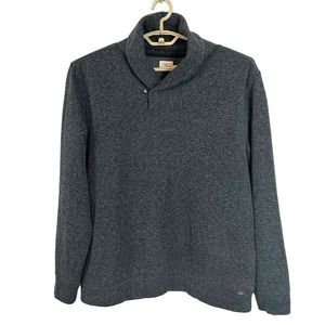 Faherty Shawl Collar Pullover Sweater Organic Cotton Grey Charcoal Mens Size XL